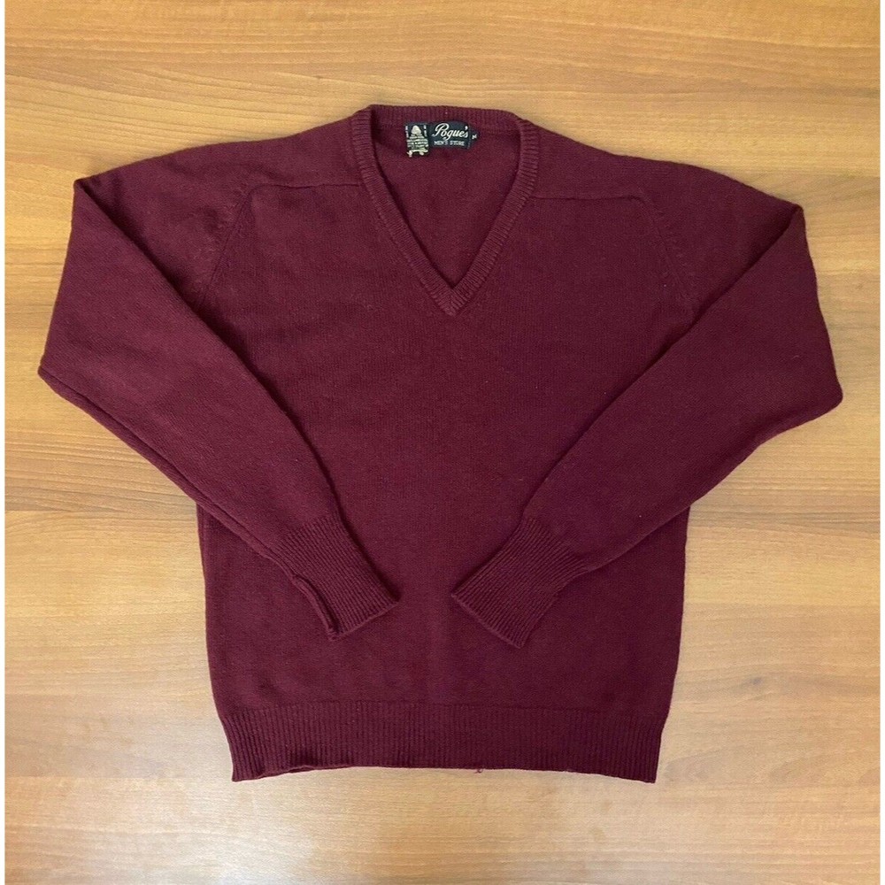 Vintage Pouge’s Mens Store Sweater Mens M 100% Pure Virgin Wool Crimson